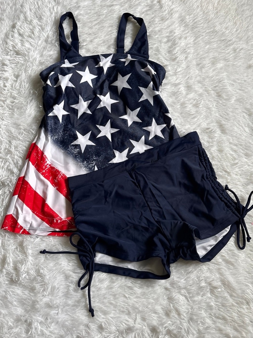 New In Packaging Century Star American Flag 2 Piece Tankini Swim Set Size S